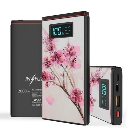 

INFUZE Portable Charger for Samsung Galaxy A32 5G Power Bank (18W Power Delivery USB-C/USB-A Ports 12000mAh Capacity USB Cables with Touch Tool) - Cherry Blossom