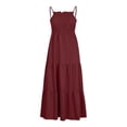 thumbnail image 7 of HAJWOH Dresses for Women Summer Dress Bohemian Spaghetti Strap Smocked Tiered Long Beach Sun Dresses Sleeveless Maxi Dress, 7 of 7