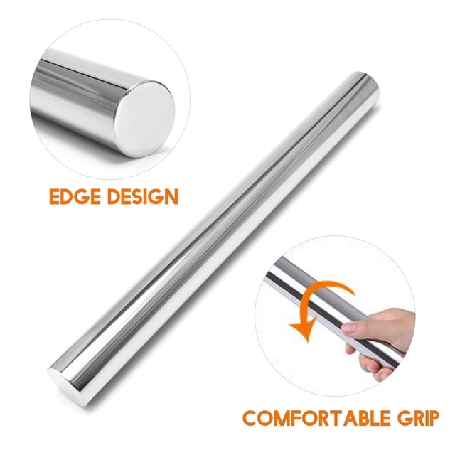 Professional Baking Tool,Stainless Steel Rolling Pin Non Stick Dough Roller Stainless Steel Rolling Pin Sturdy Construction