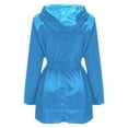 thumbnail image 5 of Duoif Rain Jacket Women, Women's Raincoats with Hood Windbreaker with Belt Lightweight Long Rain Jackets Outdoor Trench Coat Jackets for Women Sky Blue L, 5 of 7