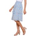 thumbnail image 4 of Faldas florales para mujer INSPIRE CHIC, falda de gasa con cintura elástica fruncida, estilo A-line, por debajo de la rodilla, con volantes, color azul y blanco, 4 of 6