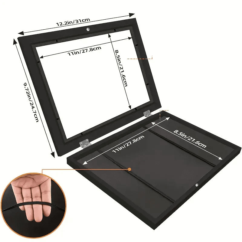 3 Pack Kids Artwork Frames Changeable 8.5 x 11 Inch Children Art Projects Kids Art Frames Front Opening Picture Display Frame, Black