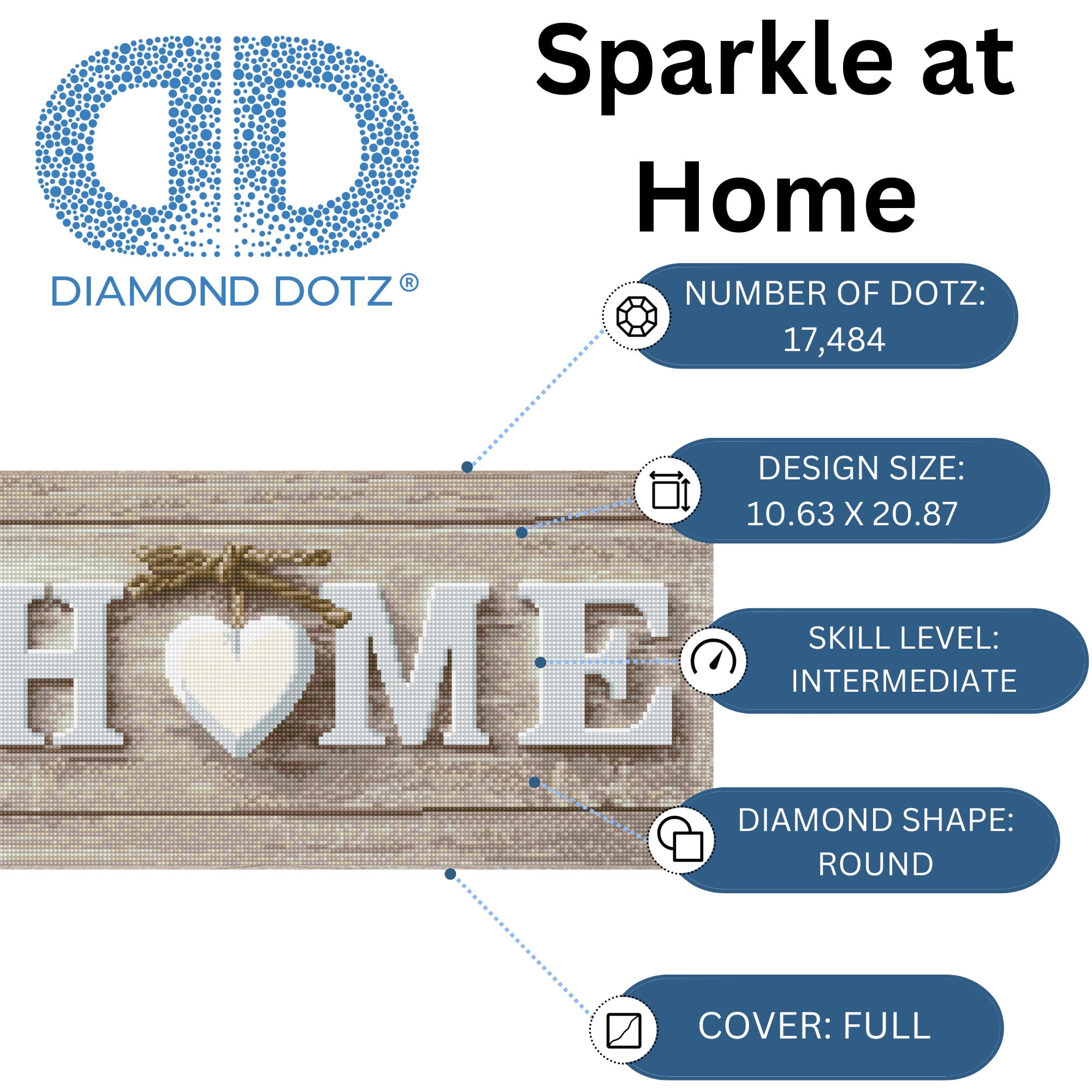 Diamond Dotz Sparkle at Home Word Diamond Painting Kits for Adults - Diamond Art Kits a Relaxing Creative Craft Kit with Dotz Gems 11"x21"