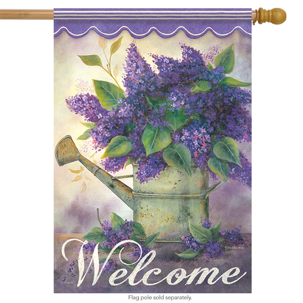 Lovely Lilacs Summer House Flag Double Sided Floral 28" x 40"