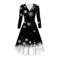 thumbnail image 1 of FcBaudy Robe à Manches Longues à Col en V, Robes d'Été pour Femmes, Robes pour Femmes Robe Imprimée pour Dames Style à Manches Longues à Col en V Robe pour Femme, 1 of 3