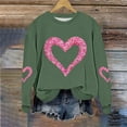 thumbnail image 5 of GuzomFashion Valentine's Day Womens Oversized Crew Neck Sweatshirt - Cute Glitter Heart Print Long Sleeve Comfy Polyester Casual Army Green Pullover,Size 3XL, 5 of 5