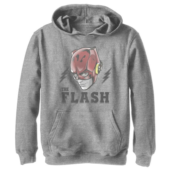 Boy's The Flash Speedster Portrait Pull Over Hoodie Athletic Heather Small