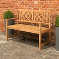 thumbnail image 6 of Wooden Outdoor Garden Bench for Patio, SUREGO 2-Seat Fir Wood Park Bench with Slatted Back, Natural Finish, Weather-Resistant, Brown, 6 of 7