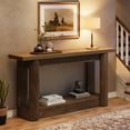 thumbnail image 6 of Finmind 63-inch Farmhouse Console Table, Narrow Long Sofa Console Behind the Couch, 2-Tier Entryway Table for Hallway, Entry, Living Room, Light Brown, 6 of 8