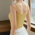 thumbnail image 5 of Brglopf Tank Tops for Women 2025 Built in Bra Spaghetti Strap Summer Camisole Square Neck Slim Fit Ribbed Sleeveless Basic Shirts(Yellow,XL), 5 of 6
