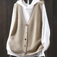 thumbnail image 4 of Sexlip Women V Neck Knit Vest Sleeveless Colorful Button Front Loose Fit Thick Knit Cardigan Waistcoat Casual Transitional Layering Outerwear Yellow Free Size, 4 of 5