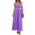 thumbnail image 1 of Vestido largo CUPSHE con cuello en V torcido sin mangas y recorte morado, 1 of 7
