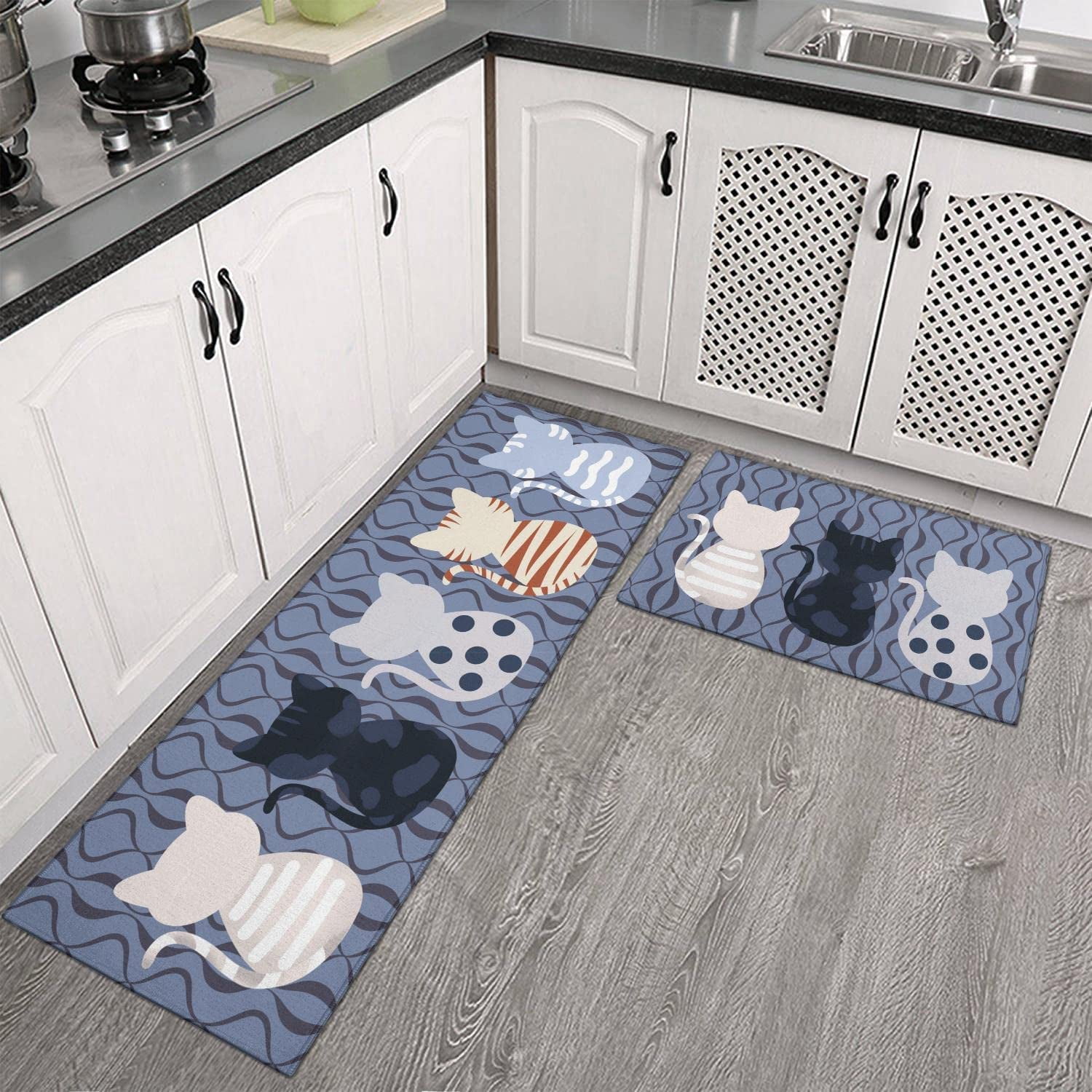Kitchen Mats Cushioned Anti Fatigue 2 Piece Set, Waterproof Kitchen