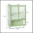 thumbnail image 3 of 23.62"Glass Doors Modern Two-door Wall Cabinet with Featuring Two-tier Enclosed Storage, an Open Shelf, and Towel Rack, for Entryway Living Room Bathroom Dining Room,Green, 3 of 10