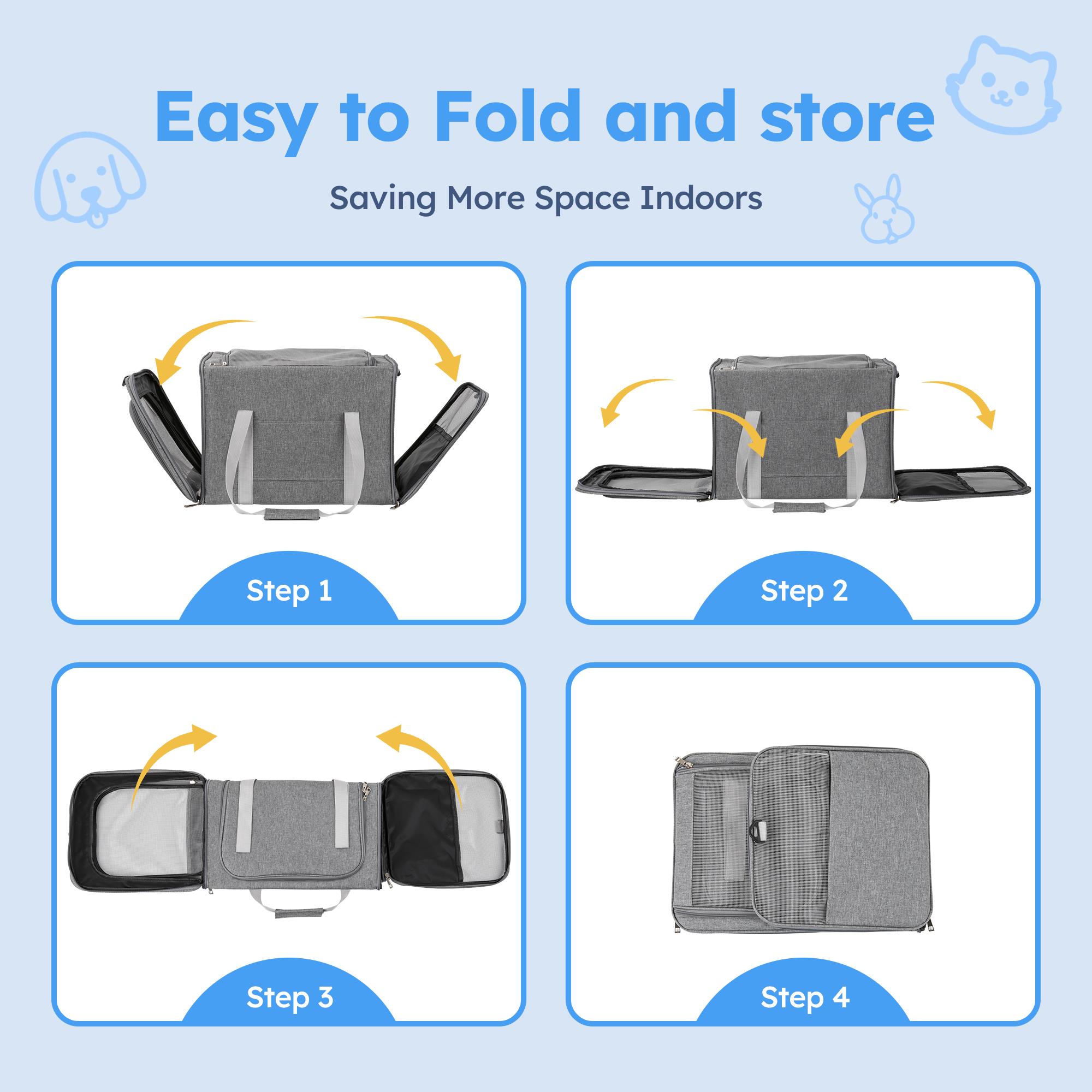 Monasem Portable Cat Carrier, Soft-Sided, Gray photo 8