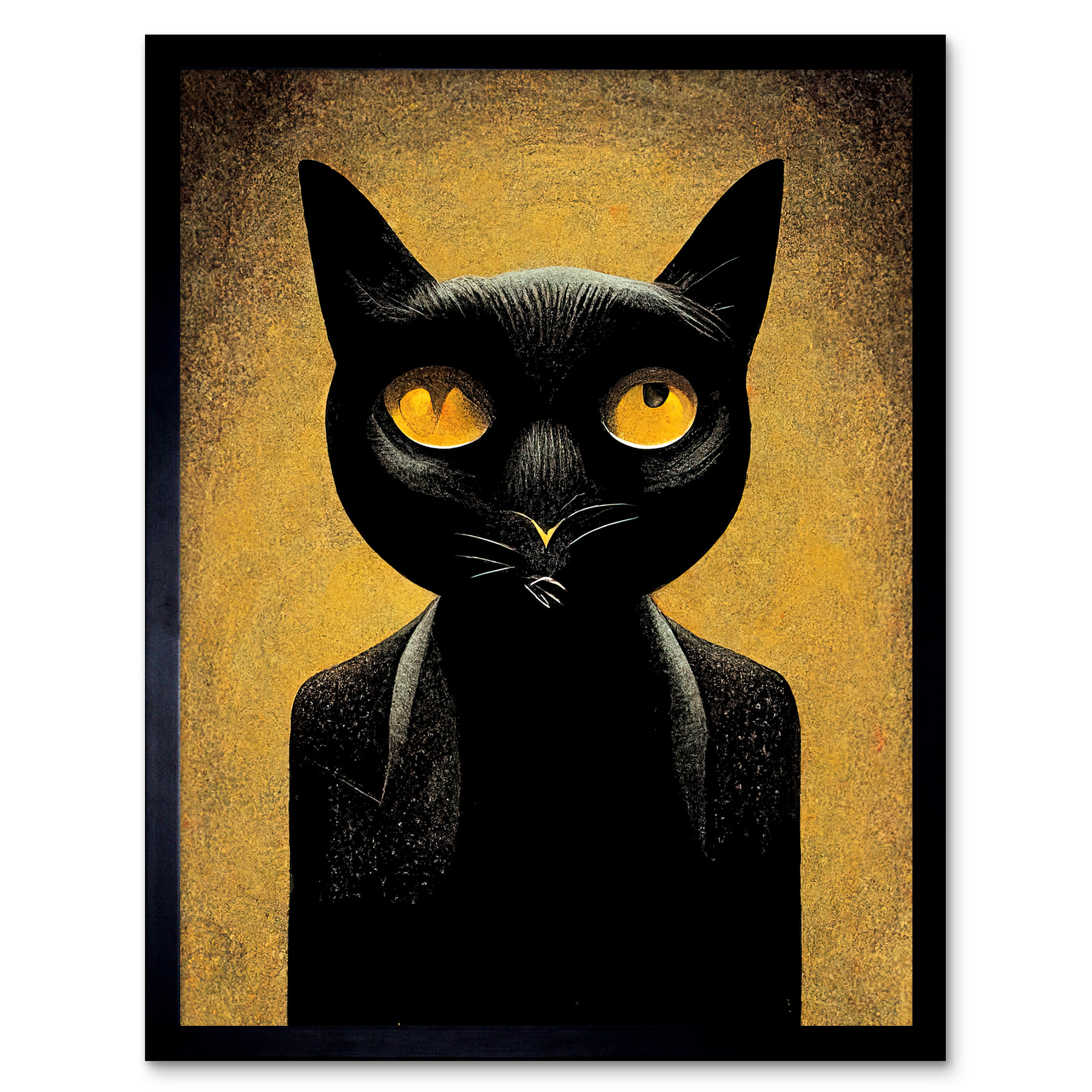 Black Cat Le Chat Noir Modern Mustard Art Print Framed Poster Wall ...