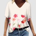 thumbnail image 2 of WEAIXIMIUNG T-Shirt à Manches Courtes Col en V Fleuri Mode Été pour Femmes Saint-Valentin, 2 of 4