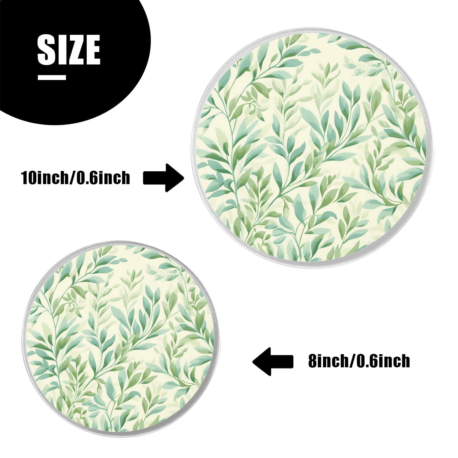 Metal Stove Burner Covers 4 Pcs Metal Round Stove Burner Covers 8Inch And 10Inch ,Abstract Green Leaves pattern, for Home Decor Cooktop Decorative