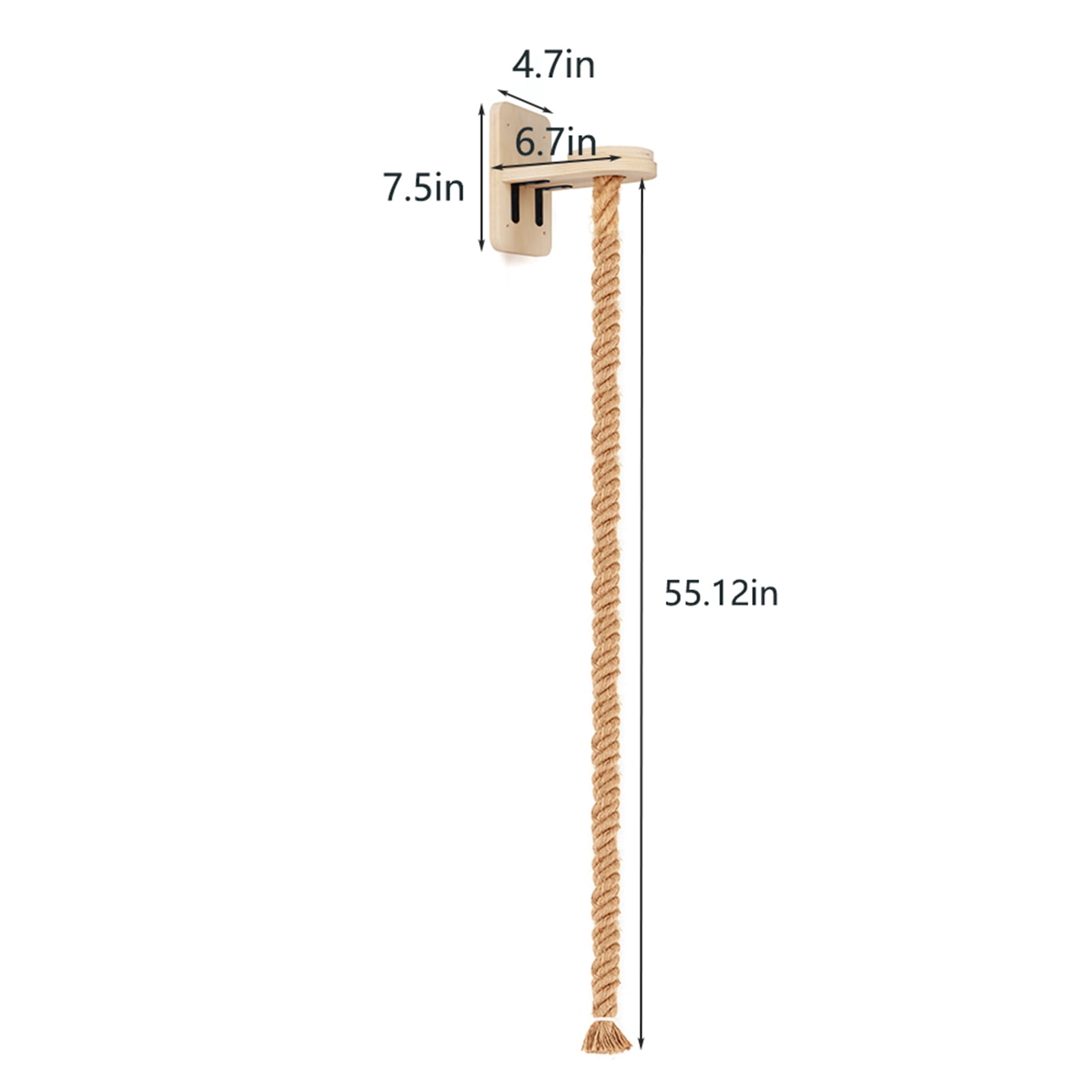 QLFYUU 55 inch Cat Climbing Toy Rope with Small Wood Shelf Wall Mounted for Indoor Cats Beige