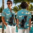 thumbnail image 2 of Psesaysky Black Cat Art Floral Print Mens Shorts Sleeve Shirt &Womens Sleeveless Flowy Tunic Dress Couples Matching Hawaiian Luau Outfit His and Her Topical Shirts or Dresses Pockets, 2 of 7
