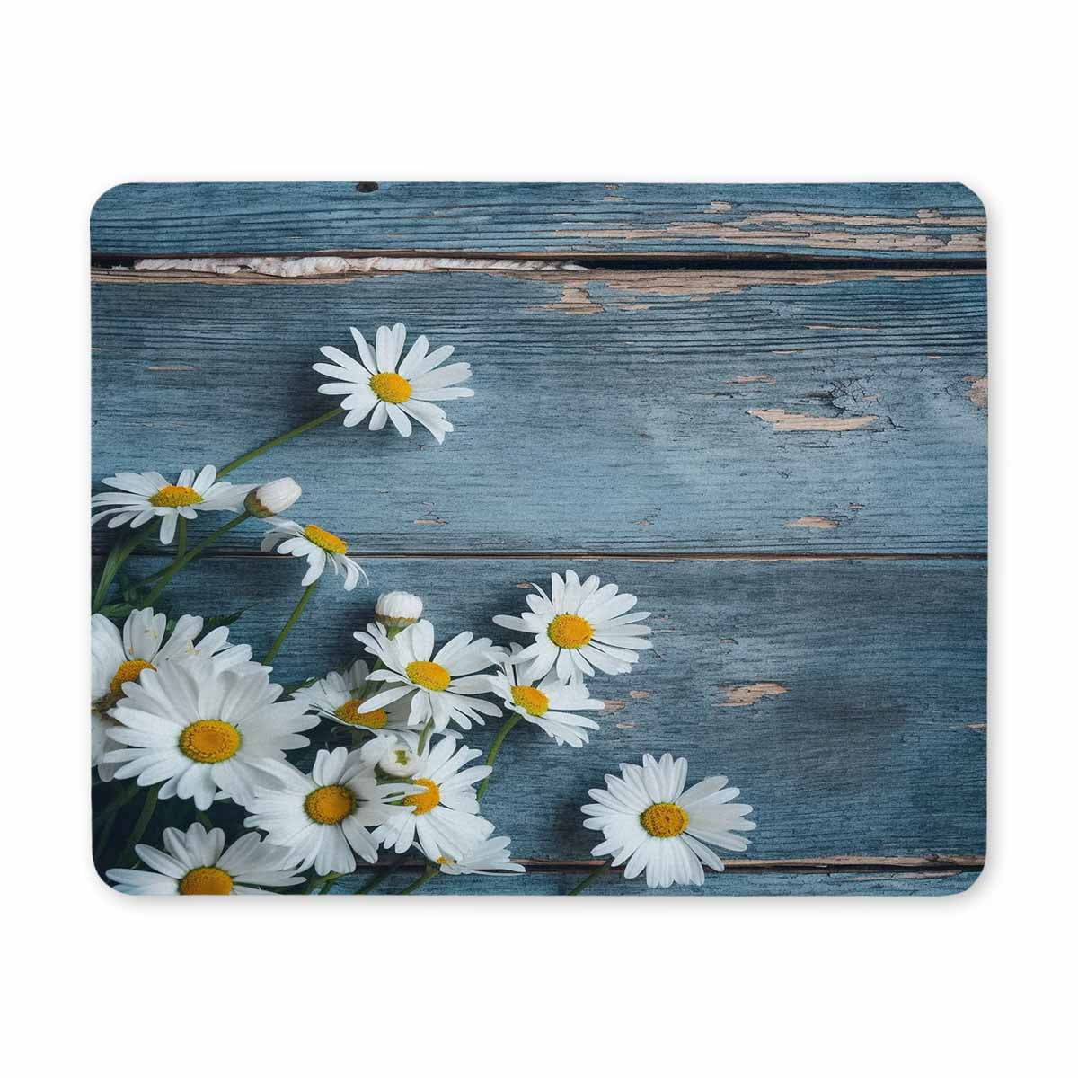 Wood Mouse Pad, Daisy Flowers Mousepad, Computer Cute Mouse Pad Design