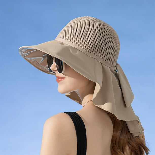 pstuiky Sombreros de verano para mujer protección para el cuello viseras para pesca senderismo chal ancho protector solar.