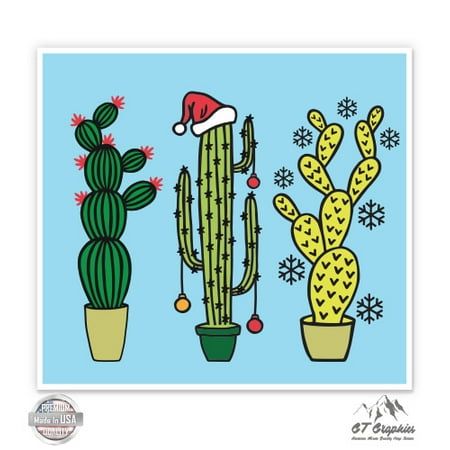 Christmas Cactus - 3" Vinyl Sticker - For Car Laptop I-Pad Phone Helmet Hard Hat - Waterproof Decal