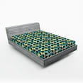 thumbnail image 2 of Ambesonne Tropical Fitted Sheet, Continuous Flowers Leaves, Queen Size, Teal Mustard and Black, 2 of 5