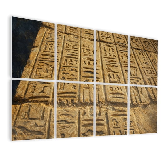 Rustic Farmhouse 8 Pack Art Acoustic Panels Sound Absorbing Karnak temple Egypt Hieroglyphics Ancient Decorative Soundproof Wall Panels Self Adhesive for Nursery Game Room Bedroom 48"x32"