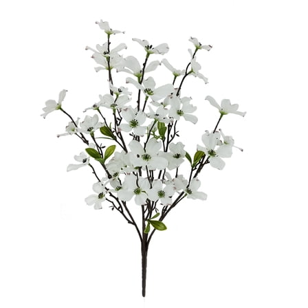 Mainstays Indoor 22 in Artificial Polyester Dogwood Bush, White Color