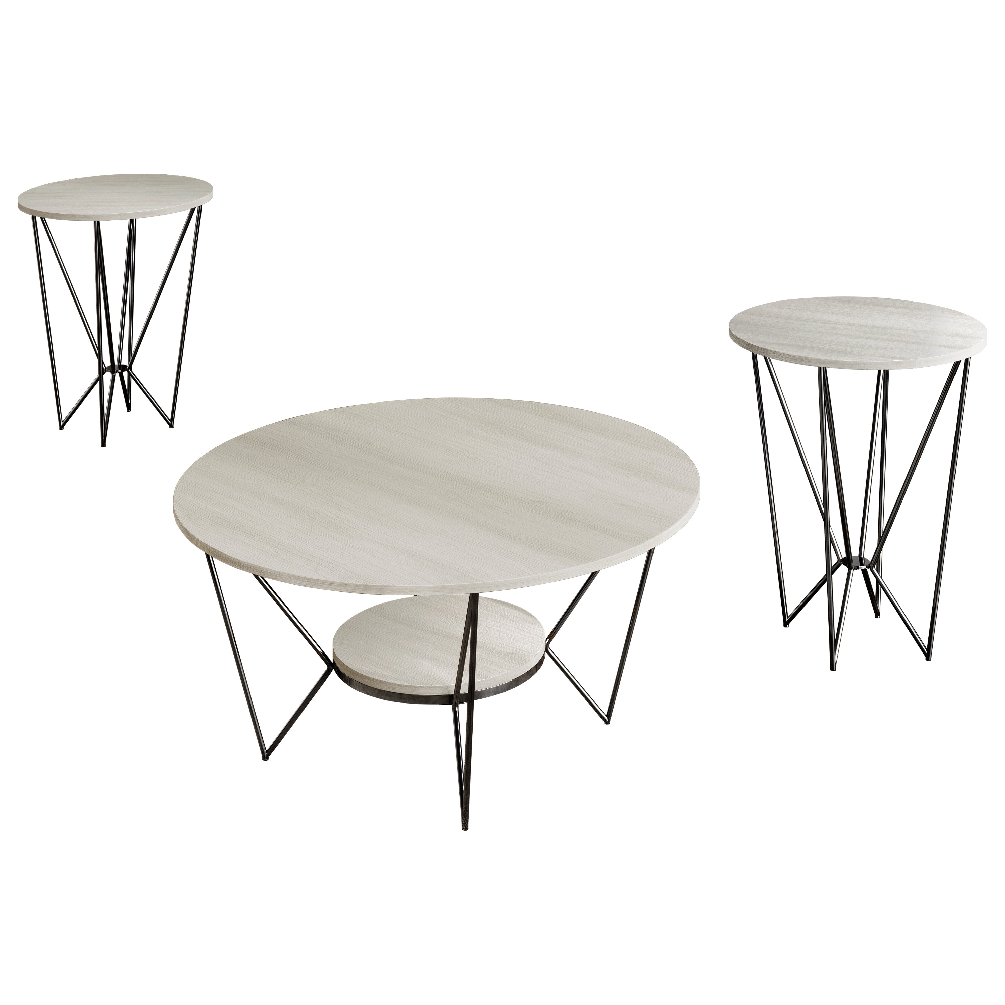 Castle Place Modern 3- Pieces Coffee Table Set, Light Grey