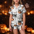thumbnail image 2 of CAUYDY Girls Halloween Satin Pajamas Set Short Sleeve Sleepwear Button Down Loungewear 2 Piece Pjs Shorts Set,2-3 Y, 2 of 6