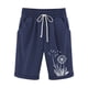 thumbnail image 1 of Pantalones Elásticos de la Cintura para las Mujeres Impresos Medias Pantalones Cortos, Bolsillos Casuales Poliéster para Toda la Temporada, 1 of 3