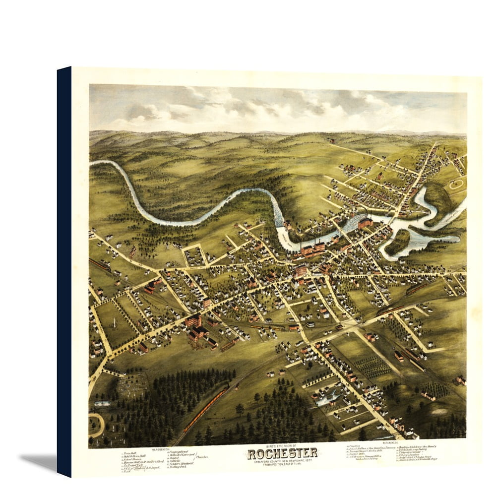 Rochester, New Hampshire - Panoramic Map (12x9.75 Gallery Wrapped 