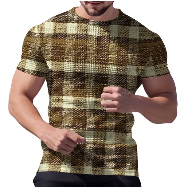 Tops para hombre, blusas y camisas de manga corta con cuello redondo para hombre, camisetas casuales holgadas con estampado elástico para hombre, blusa de manga corta con cuello redondo para primavera