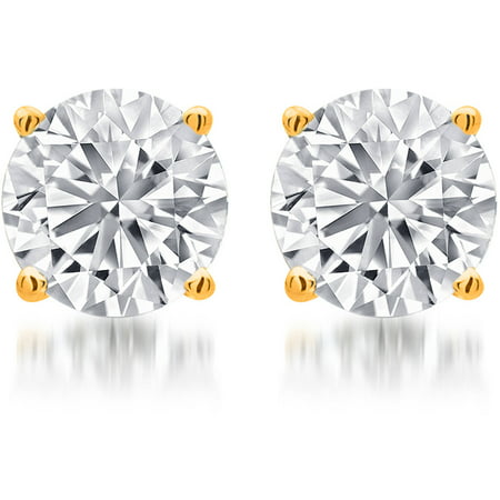 1 Carat T.W. Round White Diamond Yellow Gold over Sterling Silver Stud Earrings