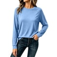 thumbnail image 4 of Ruimatai Womens Casual Tops Crew Neck Raglan Long Sleeve Loose Basic Pullover Blouses, 4 of 9