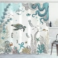 thumbnail image 1 of SPXUBZ Sea Turtle Octopus Shower Curtain, Blue Teal Waterproof Fabric Bathroom Shower Curtains Fish Ocean Animal Seashell Jellyfish Theme Bath Curtain 72x72 inches, 1 of 7