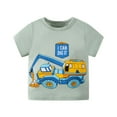 thumbnail image 4 of KYAIGUO Kids Toddler Boys Summer T-Shirt Baby Short Sleeved Tees Short Sleeve T-Shirt Top Cute Excavator Prints Shorts Casual Pullover for 1-7Y, 4 of 7
