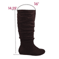 thumbnail image 2 of Bottes et Chaussures pour Femmes à Talon Plat Décontractées, à Enfiler, Mollet Grand, Hauteur Genou Mi-Mollet ( Brun, 8.5), 2 of 5