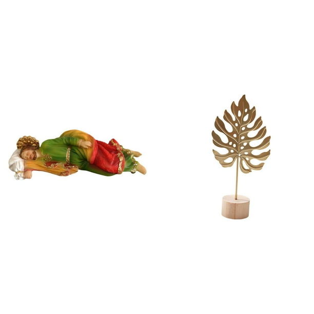 Estatua de José,Estatua de José durmiente,figura religiosa,Escultura de hoja,Estatua de hoja de metal,escultura de hoja,decoración para el hogar,Figura artística de hoja con base decorada