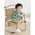 thumbnail image 3 of Toddler Infant Baby Boy Clothes Set Short Sleeve Button Down Shirt Shorts Summer Outfits (3-4T, Green), 3 of 6
