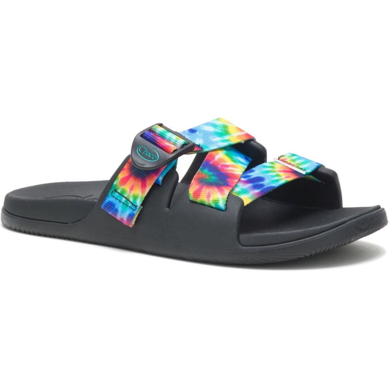 Chaco Men\'s Chillos Slide Sandals‎ Rainbow Tie Dye Strap Size 10 Chaco Chillos Kids Size 4 Rainbow Tie Dye Slip On Outdoor  main image 4