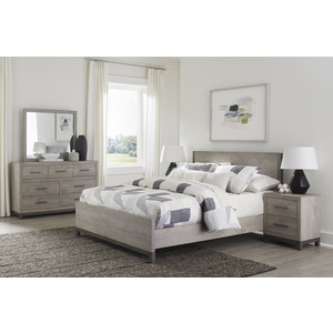 Sleek Design Zephyr Collection Mirror with Clean Lines and Gray Faux Wood-Finished Veneer
