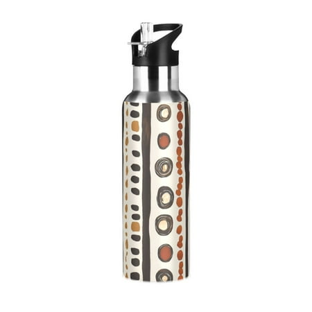 

Yayeee 20oz Double Wall Stainless Steel Water Bottle with Flip Straw Black Abstract Dots