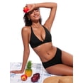 thumbnail image 3 of Top de Bikini CRZ YOGA Escote en V Profundo con Relleno Negro Talla Grande, 3 of 6