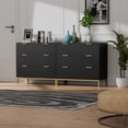 thumbnail image 3 of Eumyviv Mid-Century Vintage 3 Drawer Side Board Cabinet, Tall Flat Credenza with Large Storage, 100lbs, 3 of 8