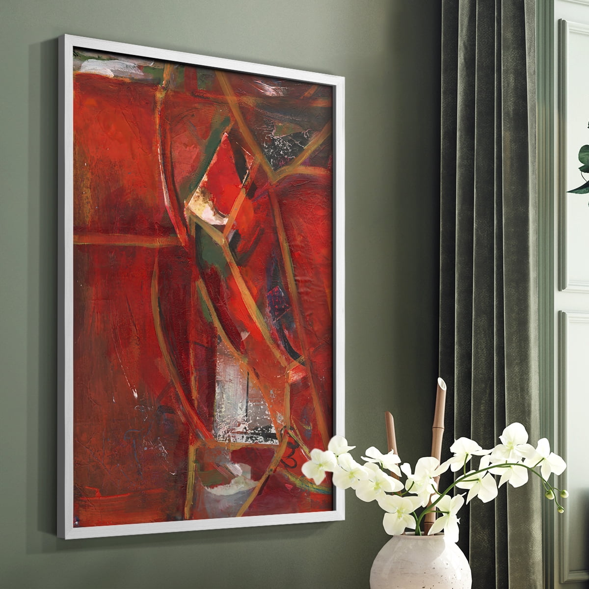 City Life II Framed Print in White Solid Wood Framed Print No Nail Hanging