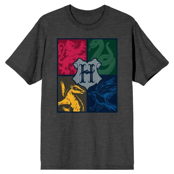 Harry Potter Horgwarts founders Collage Charcoal Men's T-Shirt-M