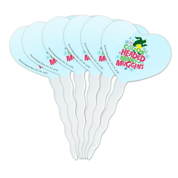 Elf Movie Cotton-Headed Ninny-Muggins Heart Love Cupcake Picks Toppers Decoration Set of 6